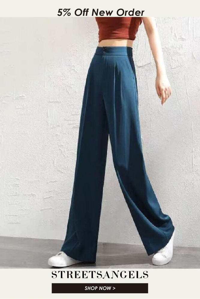 Wide Leg High Waist Loose Slim Fit Casual Mopping  Pants