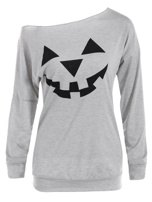 Halloween Grimace Bright Long Sleeve Casual Loose T-Shirt