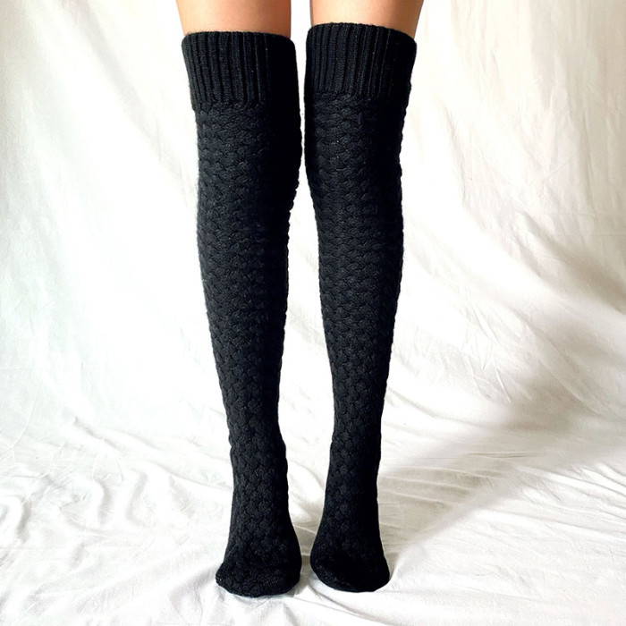 Solid Color Long Leg Knit Knit Tall Socks