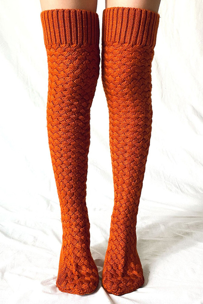 Solid Color Long Leg Knit Knit Tall Socks