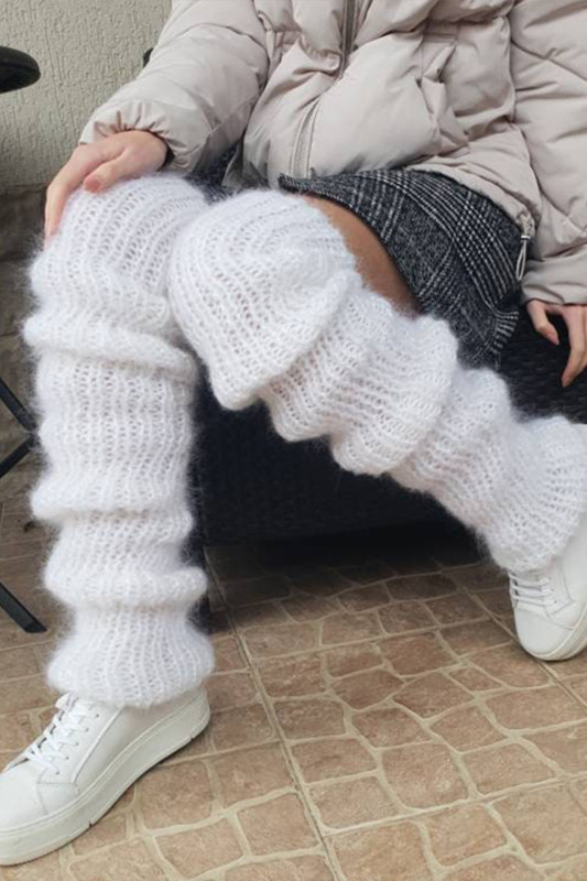 Solid Color Mohair Long Tube Fashion Casual Knit Pile Socks