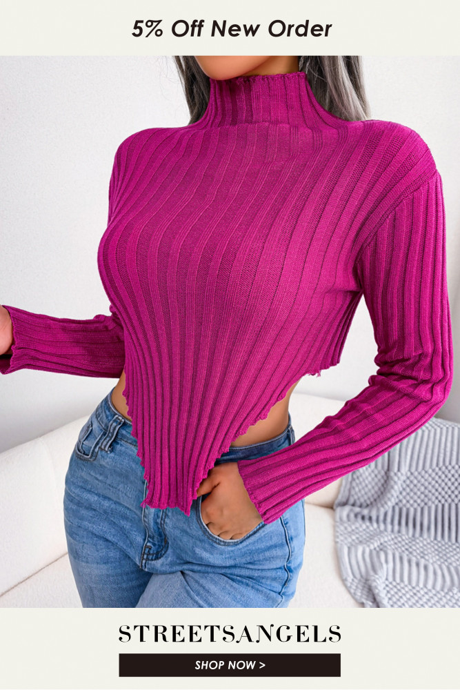 Sexy Half Turtleneck Long Sleeve Asymmetric Knit Bottoming Weathers & Cardigans