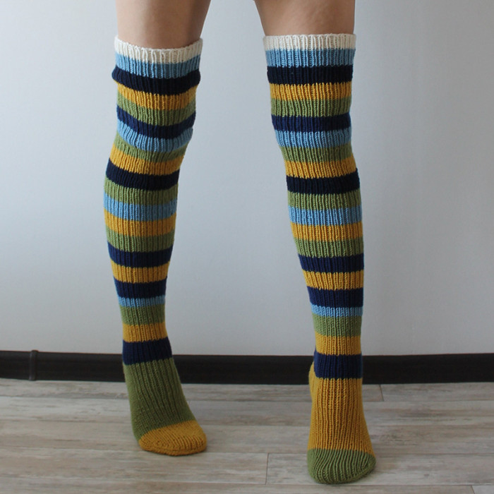 Fashion Y2K Striped Long Tube Over Knee Knit Socks