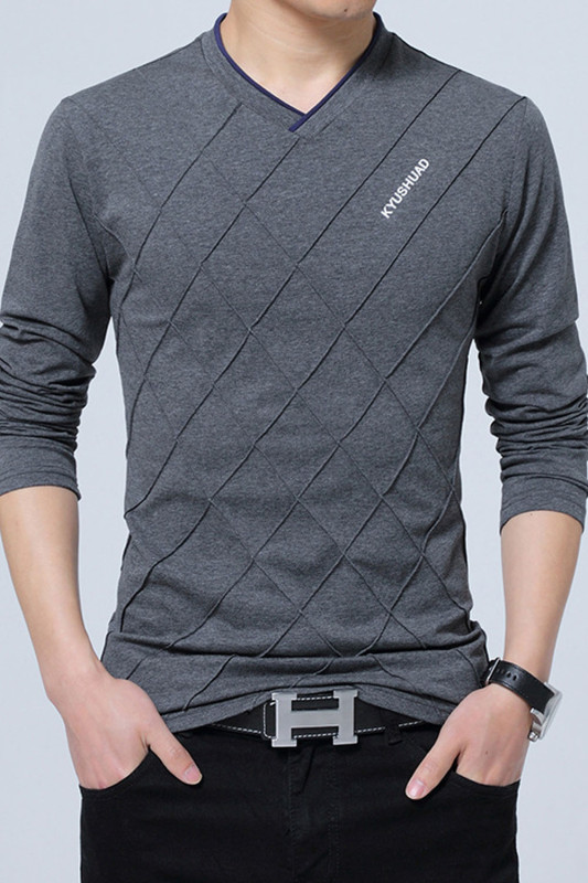 Men's Casual Fashion Slim V-Neck Fitness Harajuku Street T-Shirt Top