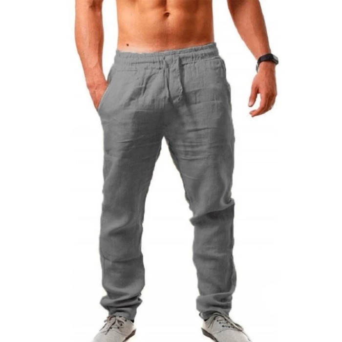 Men's Cotton Linen Breathable Solid Color Fashion Loose Casual Pants