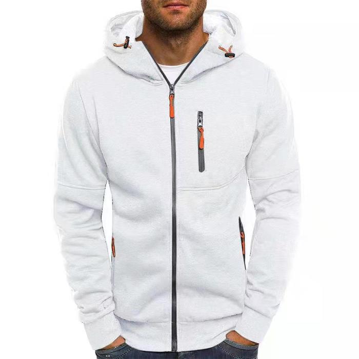 Men's Fashion Jacquard Fleece Hooded Sports Jacket Outerwear