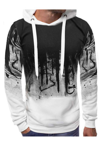 Men's Fashion Gradient Print Daily Fleece Casual Hoodie