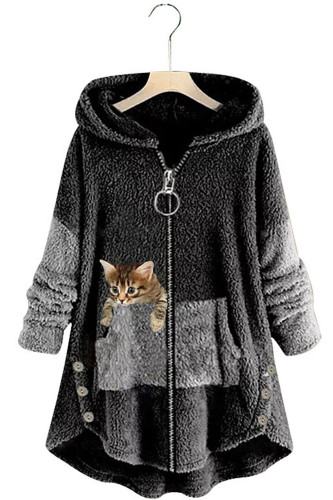 Fashion Harajuku Street Loose Plush Solid Color Coats