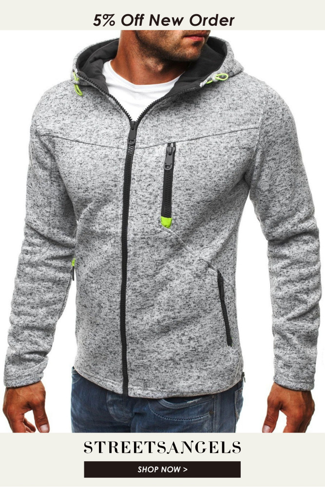 Men's Fashion Jacquard Fleece Hooded Sports Jacket Outerwear