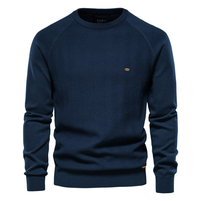 Fashion Cotton Drop Sleeve Casual Solid Color Knitted Sweater for Men