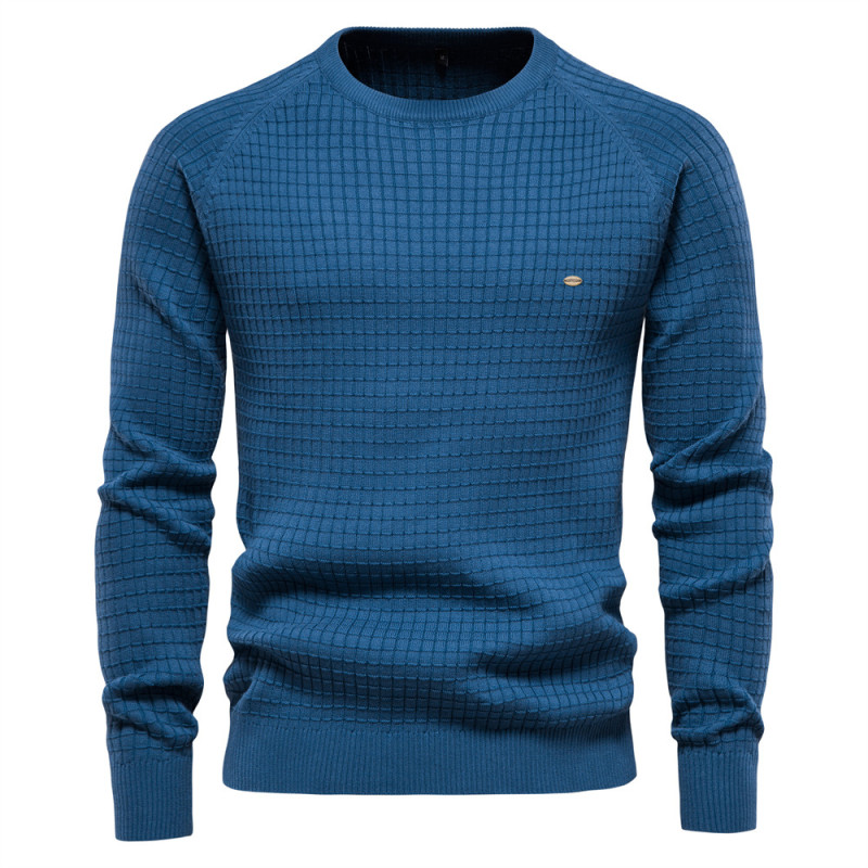 Pure Cotton Solid Color Casual Quality Men's Sweater Knitted