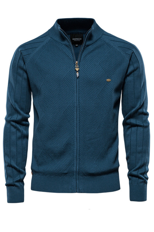 Solid Color Cardigan Men Casual Quality Zipper Sweater Fashion Jacket