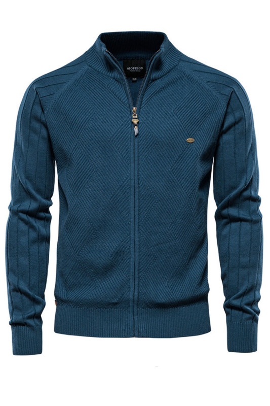 Solid Color Cardigan Men Casual Quality Zipper Sweater Fashion Jacket