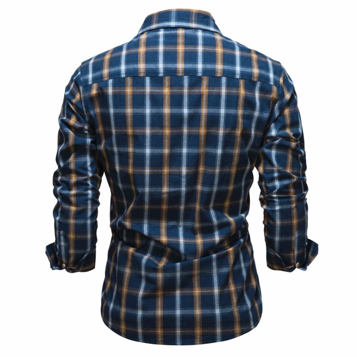 Men's Plaid 100% Cotton Button Business Casual Long Sleeve Shirt