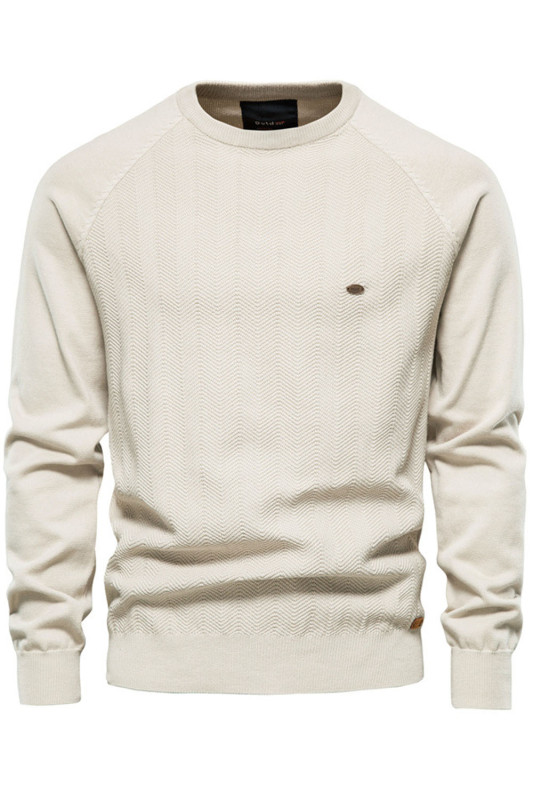 Fashion Cotton Drop Sleeve Casual Solid Color Knitted Sweater for Men