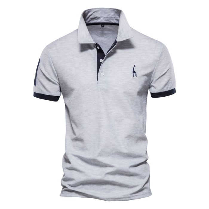 Embroidered 35% Cotton Men's Casual Solid Fashion Polo Shirt
