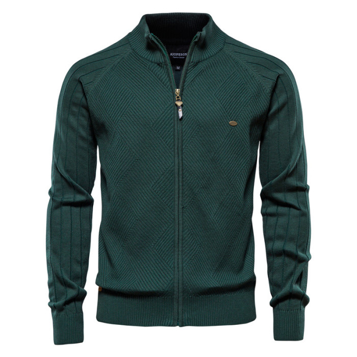 Solid Color Cardigan Men Casual Quality Zipper Sweater Fashion Jacket