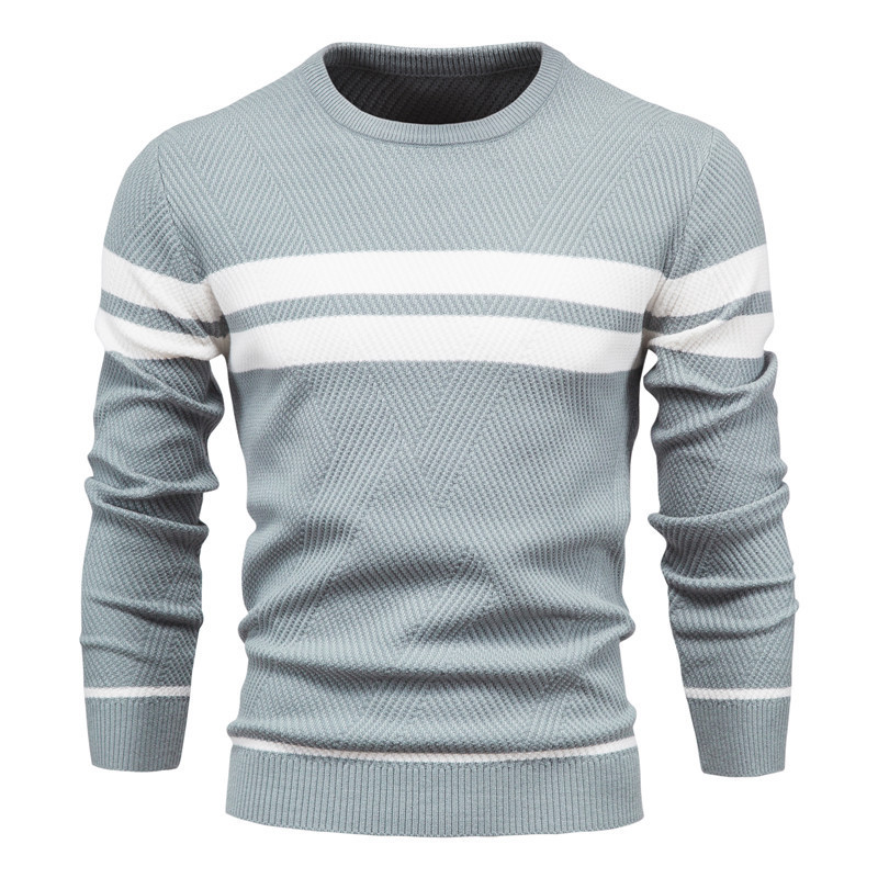 Men's Day Off Striped Colorblock V-Neck Thickened Bottoming Knit Sweater