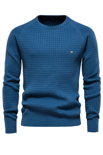 Pure Cotton Solid Color Casual Quality Men's Sweater Knitted