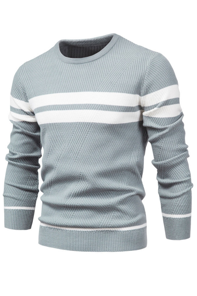 Men's Day Off Striped Colorblock V-Neck Thickened Bottoming Knit Sweater