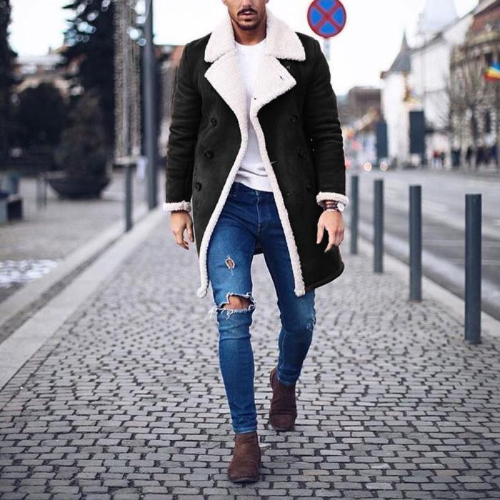 Men's Faux Leather Casual Thermal Biker Jacket Outerwear