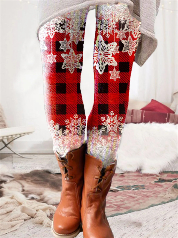 Christmas Women Fashion Print Breathable Pattern  Pants