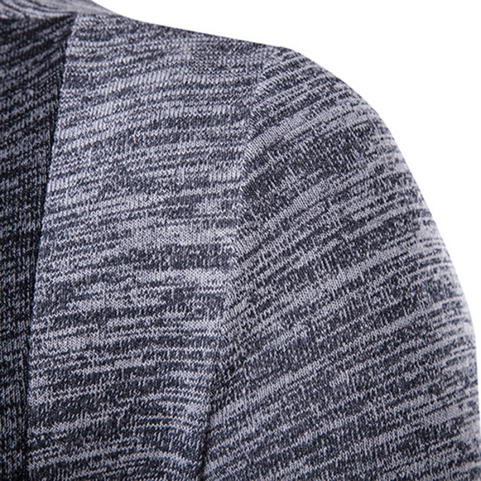 Men's Fashion Slim Long Casual Contrast Knit Cardigan Sweater