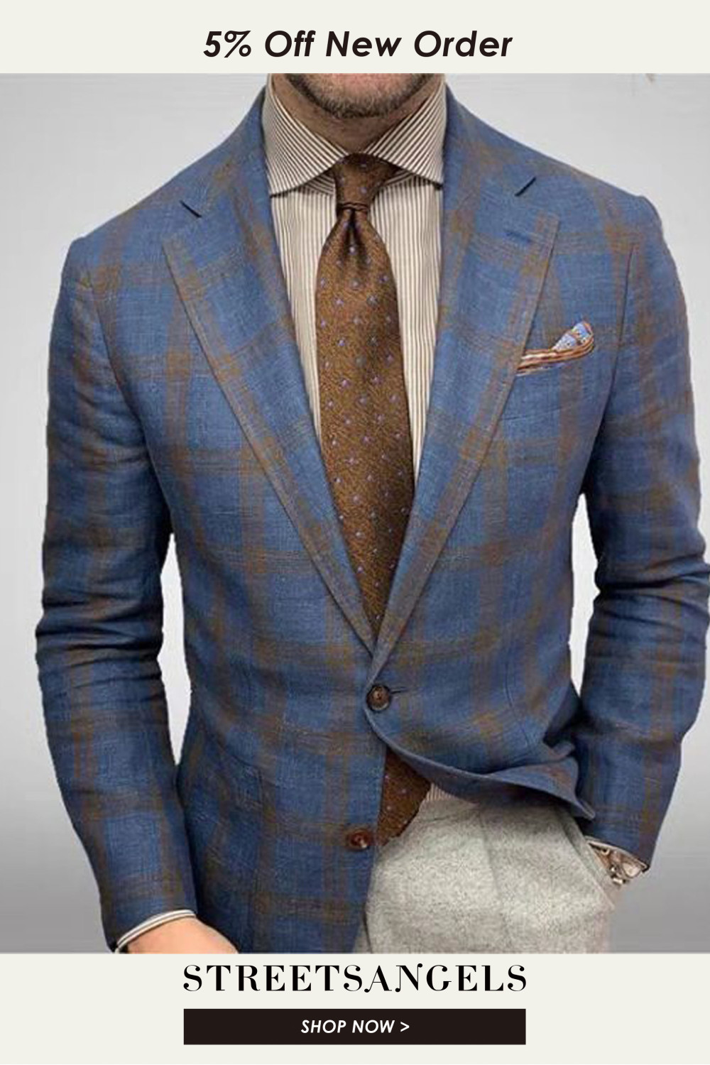 Mens Light Beige Casual Blazer with Slim Fit and Notch Lapel main image 0