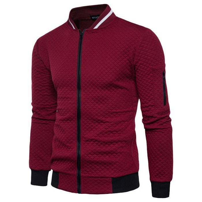 Men's Cotton Casual Sports Zipper Stand Collar Fashion Baseball Jacket