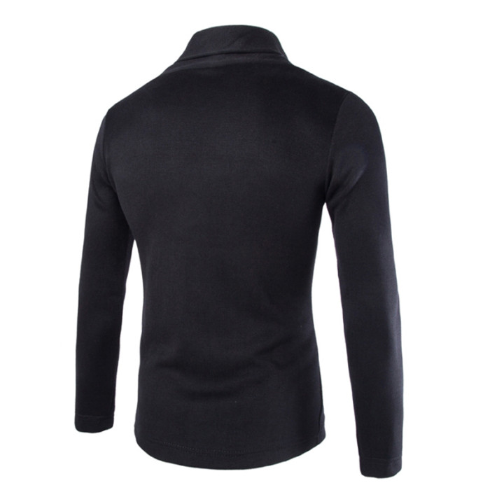 Men's Solid Color Cardigan Long Sleeve Casual Slim Sweater Knit
