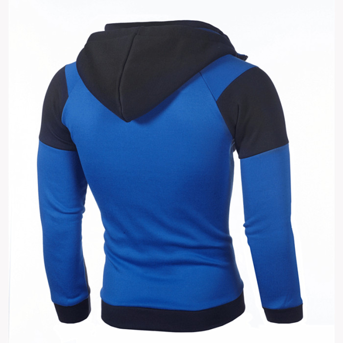 Men's Fashion Sports Colorblock Double Zip Slim Fit Hooded Cardigan Jacket