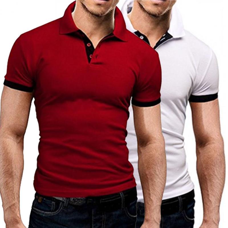 Men's Fashion Short Sleeve Solid Color Lapel Soft T-Shirt
