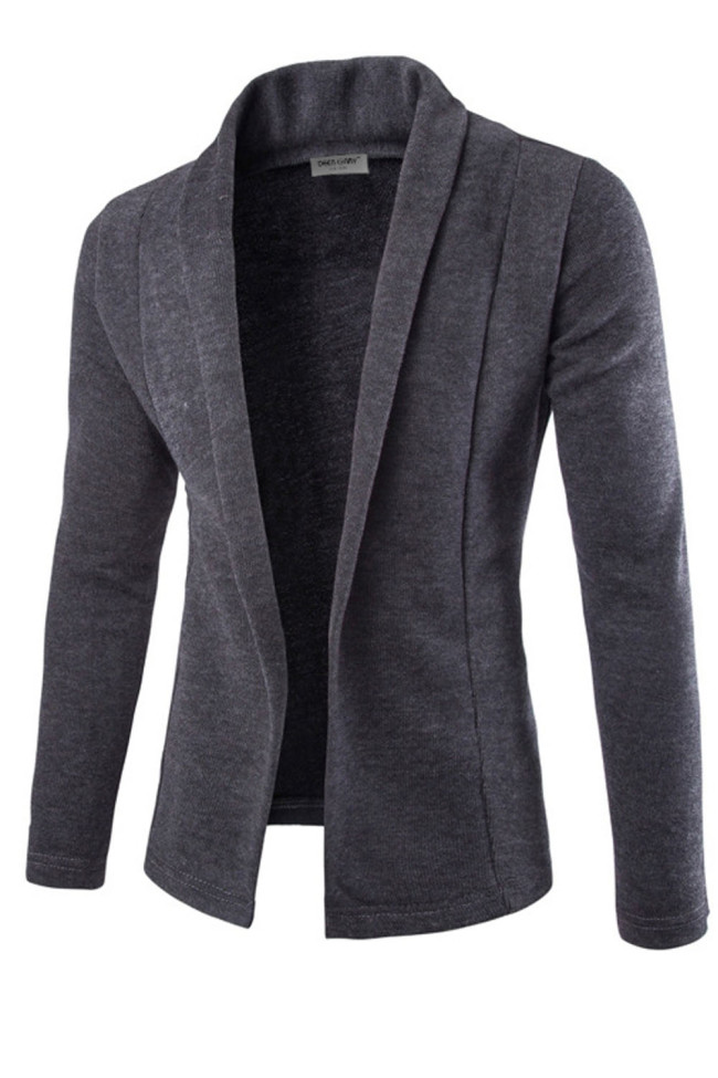 Men's Solid Color Cardigan Long Sleeve Casual Slim Sweater Knit