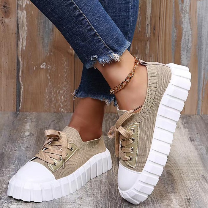 Women Comfortable Lace-up Non-slip Casual Sneakers