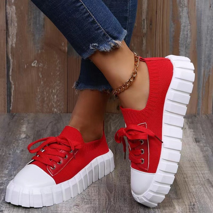 Women Comfortable Lace-up Non-slip Casual Sneakers
