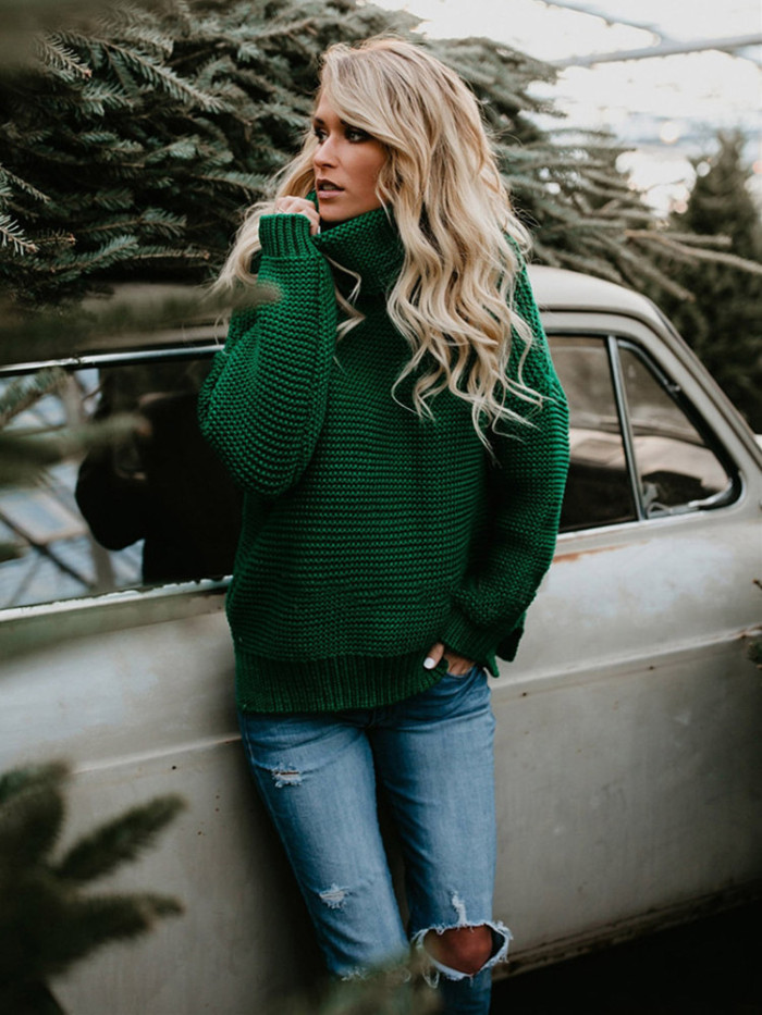 Women Pullover Warm Knitted Turtleneck Sweaters