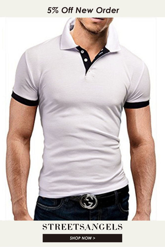 Men's Fashion Short Sleeve Solid Color Lapel Soft T-Shirt