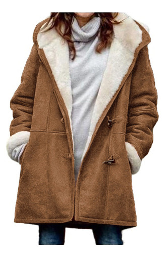 Stylish Warm Fleece Collar Pocket Coat