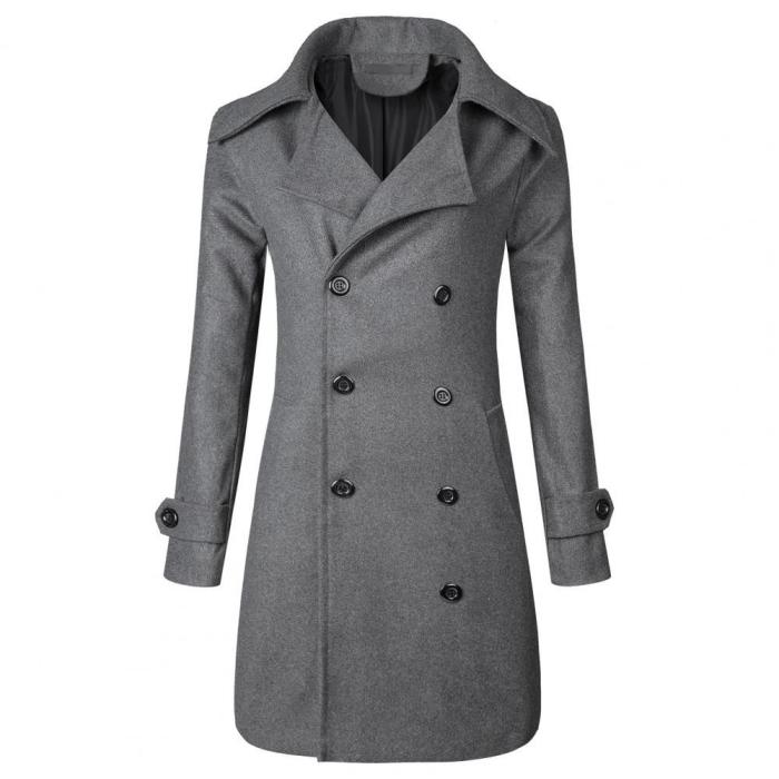 Men's Double Breasted Fashion Windproof Hollow 3D Trench Coat Outerwear