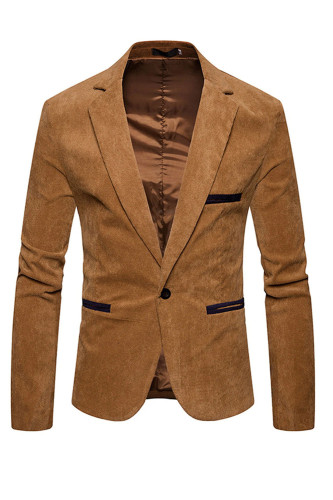 Fashion Casual Corduroy Slim Fit Long Sleeve High Quality Jacket Blazer Top Men
