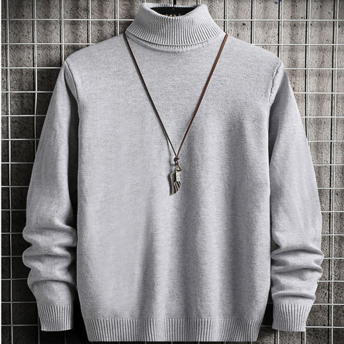 Men's Turtleneck Long Sleeve Solid Color Slim Slim Casual Sweater
