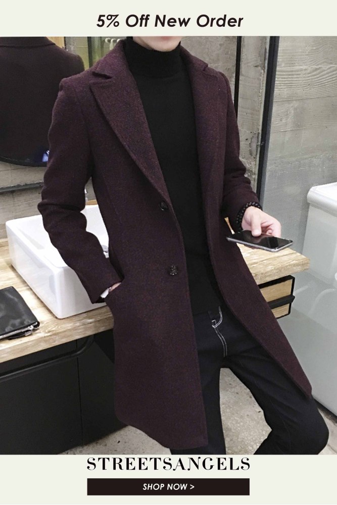 Men's Fashion Casual Thick Wool Thermal Lapel Coat Jacket