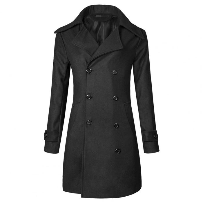 Men's Double Breasted Fashion Windproof Hollow 3D Trench Coat Outerwear