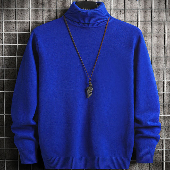 Men's Turtleneck Long Sleeve Solid Color Slim Slim Casual Sweater