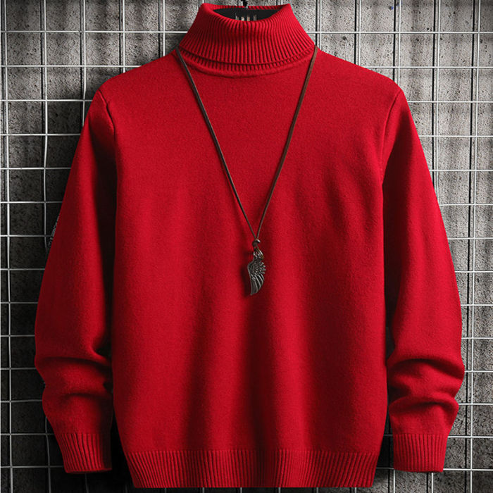 Men's Turtleneck Long Sleeve Solid Color Slim Slim Casual Sweater