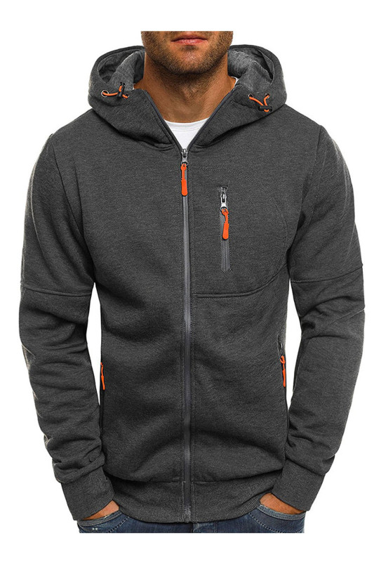 Fashion Men's Sports Fitness Casual Jacquard Loose Hooded Jacket