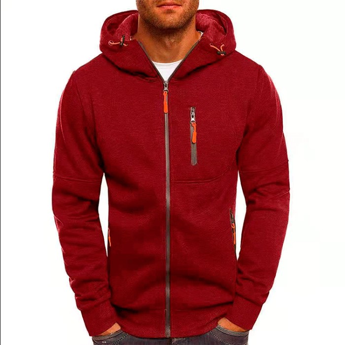 Fashion Men's Sports Fitness Casual Jacquard Loose Hooded Jacket