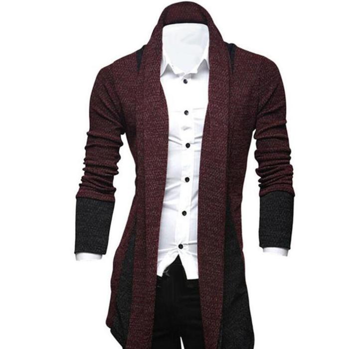 Men's Fashion Sweater Colorblock Patchwork Loose Jacket Cardigan