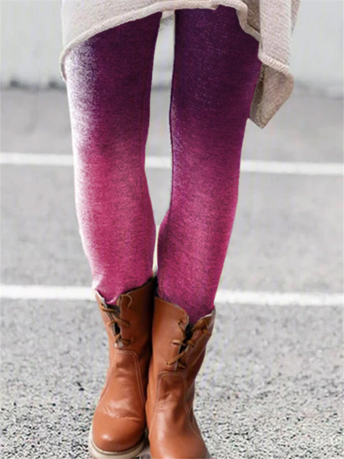 Women's Fashion Casual Print Pattern Thin Leggings  Pants