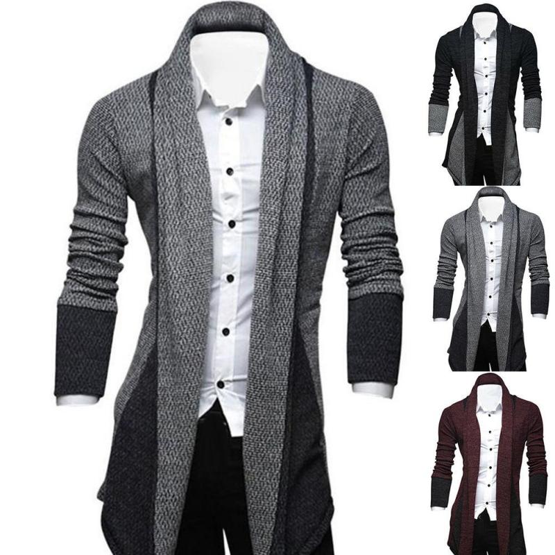 Men's Fashion Sweater Colorblock Patchwork Loose Jacket Cardigan